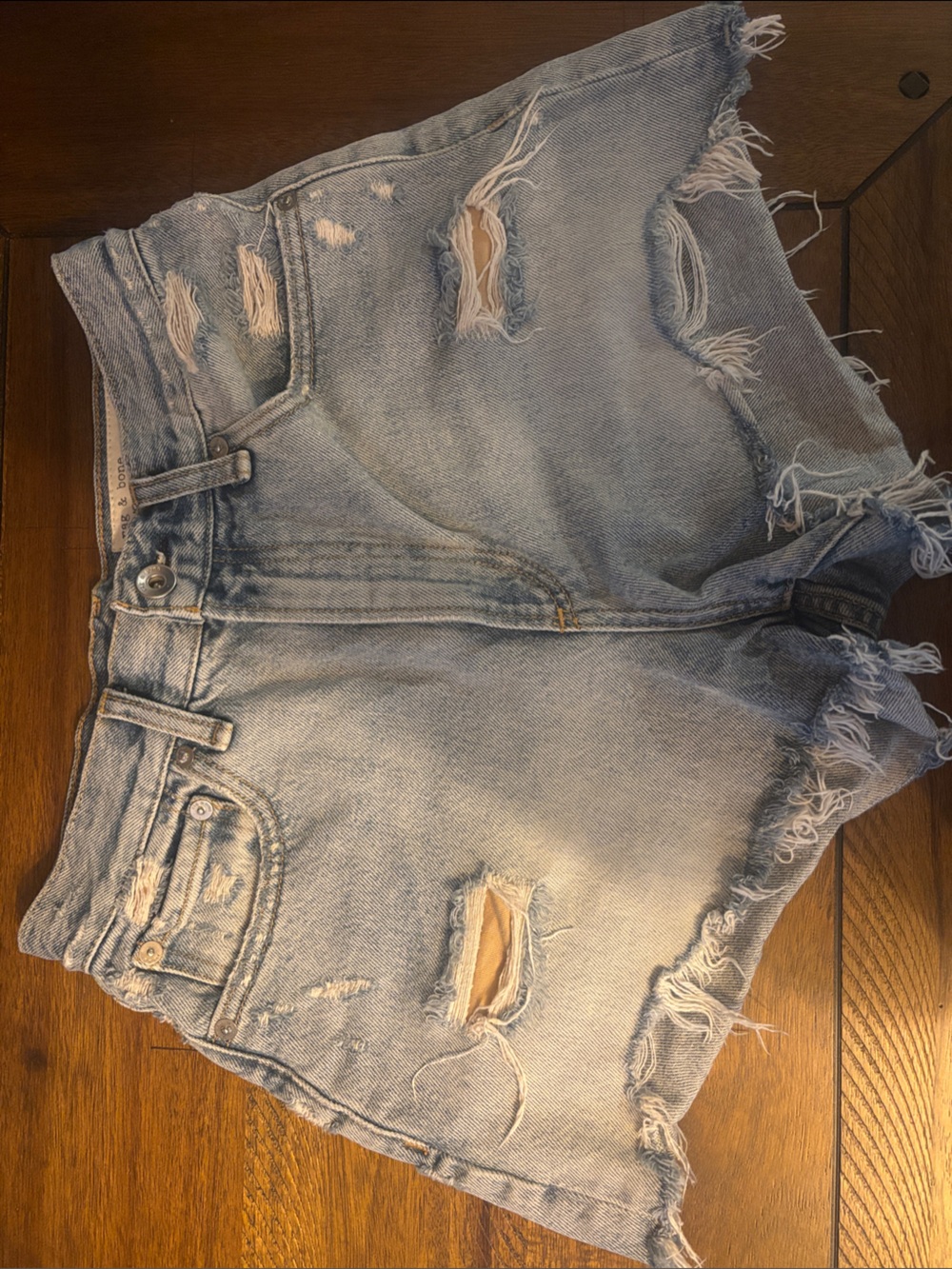 rag & bone Light Blue Distressed Denim Cutoff Shorts